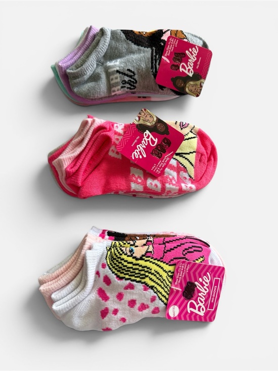 Barbie Other - Barbie Pink No Show Kids Sock Trio with Graphic Barbie Designs